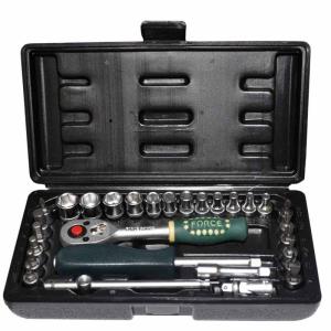 Набор головок и бит 29 пр.1/4" 4-13мм 6-гр.с трещоткой и оснасткой кейс FORCE