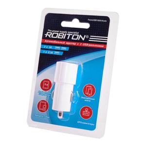 Устройство зарядное для мобильных устройств ROBITON TwinUSB1000/Auto 2100мА с 2 USB входом 12-24V