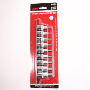 Набор головок-бит шестигранных 9 пр.1/2" H4-H14мм на планке в блистере JTC