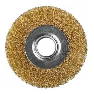 Щетка для УШМ плоская 150х22мм латунированная проволока MIRAX