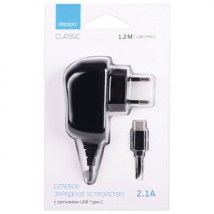 Устройство зарядное для мобильных устройств Deppa USB Type-C 2.1A черный